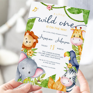 Invitación Un poco salvaje Baby Shower de una jungla de anima