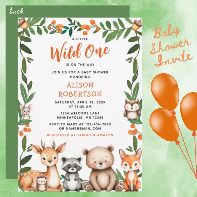 Invitación Un poco salvaje en Baby Shower de animales de Wood (Subido por el creador)