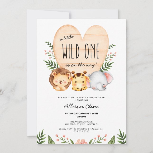 Invitación Un Poco Salvaje Está En Camino De Baby Shower (Anverso)
