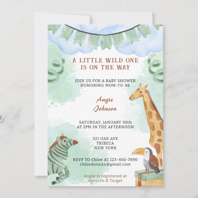 Invitación Un Poco Salvaje Está En Camino De La Baby Shower V (Anverso)