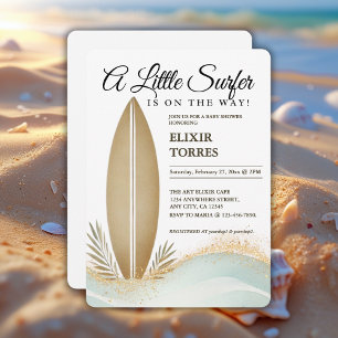 Invitación Un poco surfista de oro Minimalista Baby Shower