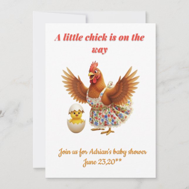 Invitación Un pollito está en camino (Anverso)