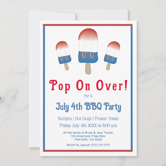 Invitación Un pop chiflado en más del 4 de julio (Anverso)