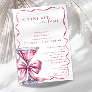 Invitación Un poquito enamorada Martini de lazo rosa para la 