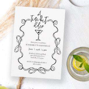 Invitación Un poquito más viejo Black Wavy Border Birday Part