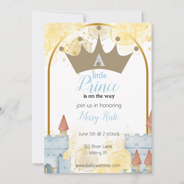 Invitación Un Principito con el Castillo Baby Shower (Anverso)