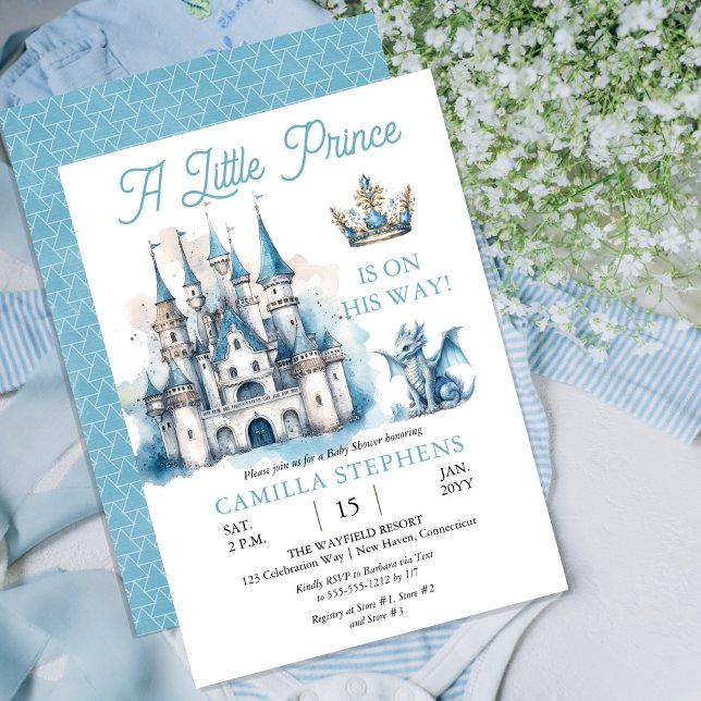 Invitación Un principito está de camino, chico Baby Shower (Fit for royalty, this "A Little Prince Is On His Way" Boy Baby Shower is perfect for celebrating!)