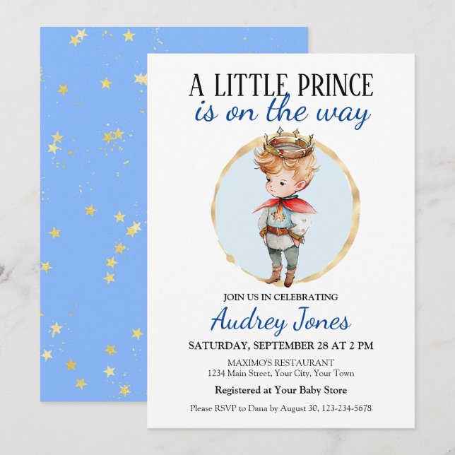 Invitación Un Principito Está En Camino De Baby Shower (Anverso / Reverso)