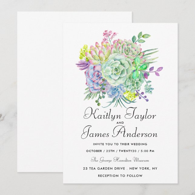 Invitación Un ramo de cactus - Boda (Anverso / Reverso)