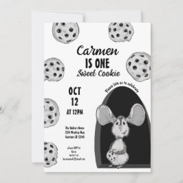 Invitación Un Ratón de Galleta Dulce Primer Cumpleaños