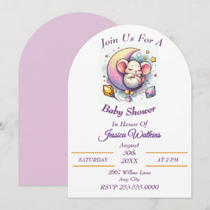 Invitación Un ratón suave durmiendo en un Baby Shower de medi