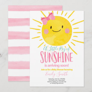 Invitación Un Rayo De La Pequeña Niña Sunshine Rosa Baby Show