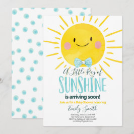 Invitación Un Rayo De Sunshine Little Boy Azul Baby Shower