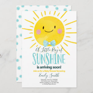 Invitación Un Rayo De Sunshine Little Boy Azul Baby Shower