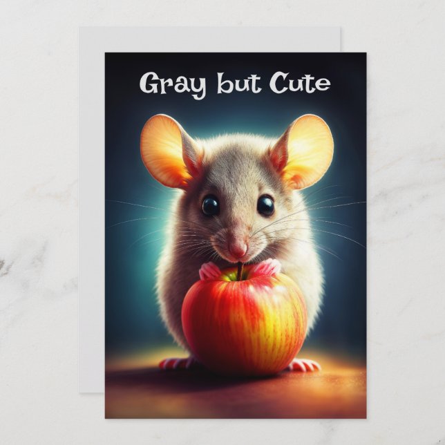 Invitación Un roedor diminuto y adorable que sostiene manzana (Anverso / Reverso)