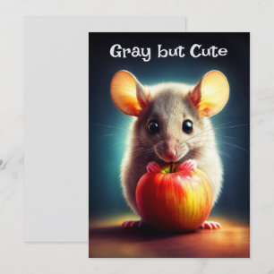 Invitación Un roedor diminuto y adorable que sostiene manzana