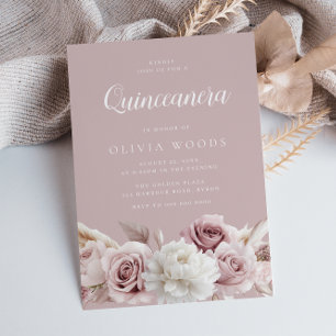 Invitación Un Rosa delicioso de Rubor y Dusty Quinceanera