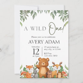 Invitación Un salvaje Baby Shower de animales de Woodland One