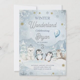 Invitación Un salvaje cumpleaños de Wonderland en invierno