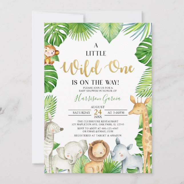 Invitación Un salvaje niño de la jungla Baby Shower (Anverso)