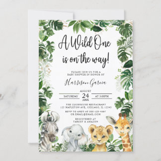 Invitación Un salvaje Safari de la Selva Baby Shower