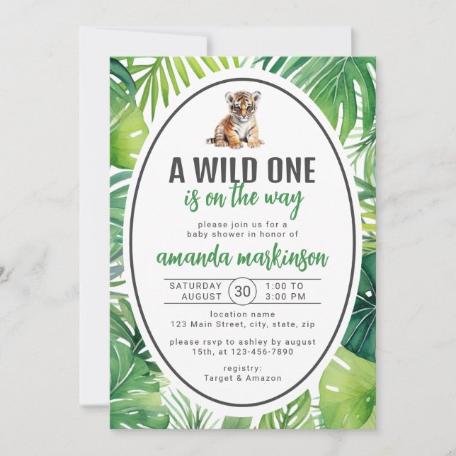 Invitación Un salvaje Safari de un bebé (Anverso)