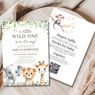 Invitación Un salvaje todo en un código QR Safari Baby Shower