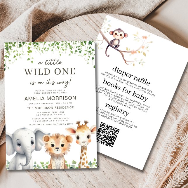 Invitación Un salvaje todo en un código QR Safari Baby Shower (Subido por el creador)