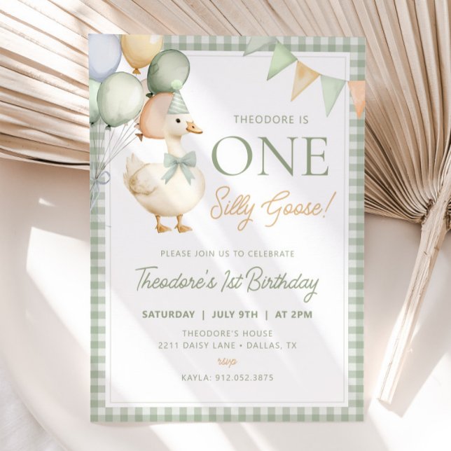 Invitación UN SILLY GOOSE cumpleaños primer cumpleaños invita (Subido por el creador)