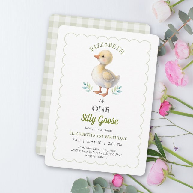 Invitación Un Silly Goose Cumpleaños Primero de Bebé con Ging (Subido por el creador)