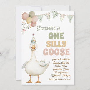 Invitación Un Silly Goose Sage Verde Cumpleaños niña 1