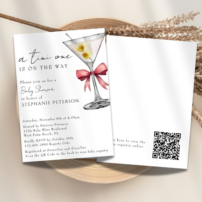 Invitación Un Simple Código QR Tini One Fiesta de Bebé Pink M (Subido por el creador)