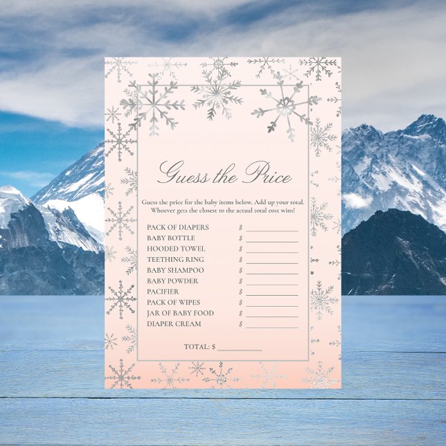 Invitación Un Snowflake Rosa Adivina El Juego De Baby Shower  (Subido por el creador)
