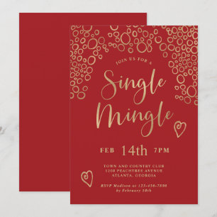 Invitación Un solo macho Fiesta de San Valentín rojo y oro