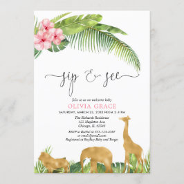 Invitación Un sorbo dorado rosado y ver la jungla de safari c
