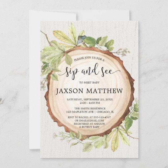 Invitación Un sorbo rústico y ver bosques neutrales de género (Anverso)