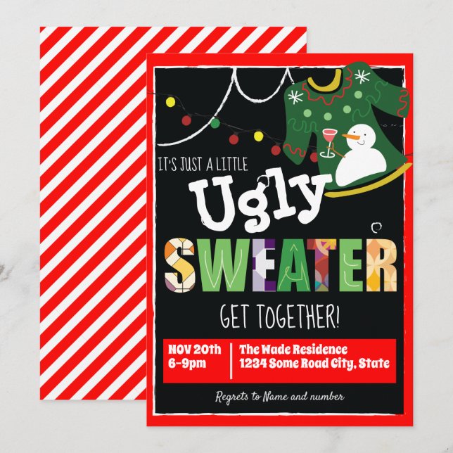 Invitación Un suéter feo se une (Anverso / Reverso)