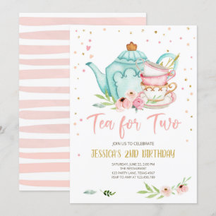 Invitación Un té para dos cumpleaños invita a un Chica Fiesta
