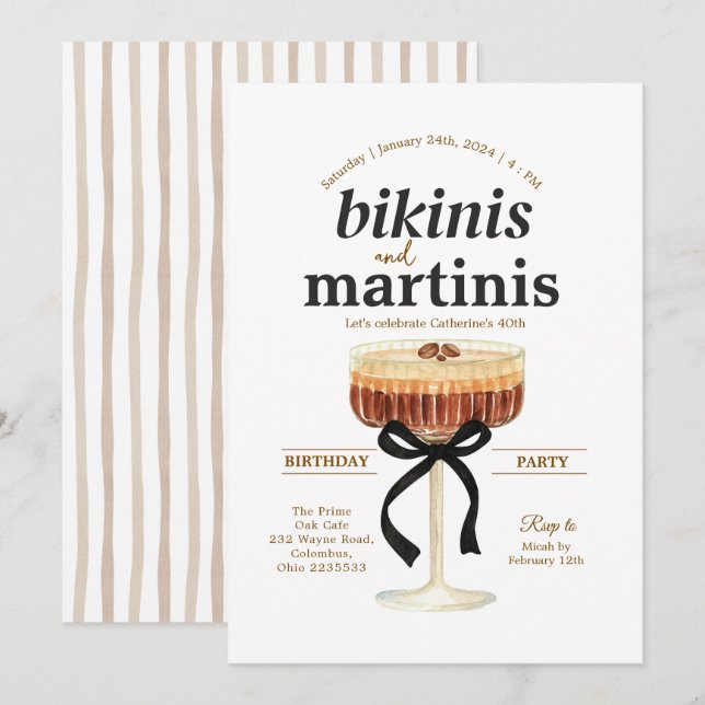 Invitación Un tema de Martini de Espresso de fiesta un poco m (Anverso / Reverso)