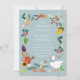 Invitación Un tema del jardín de granjeros de Goose Silly