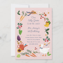 Invitación Un tema del jardín de granjeros rosados de una gal