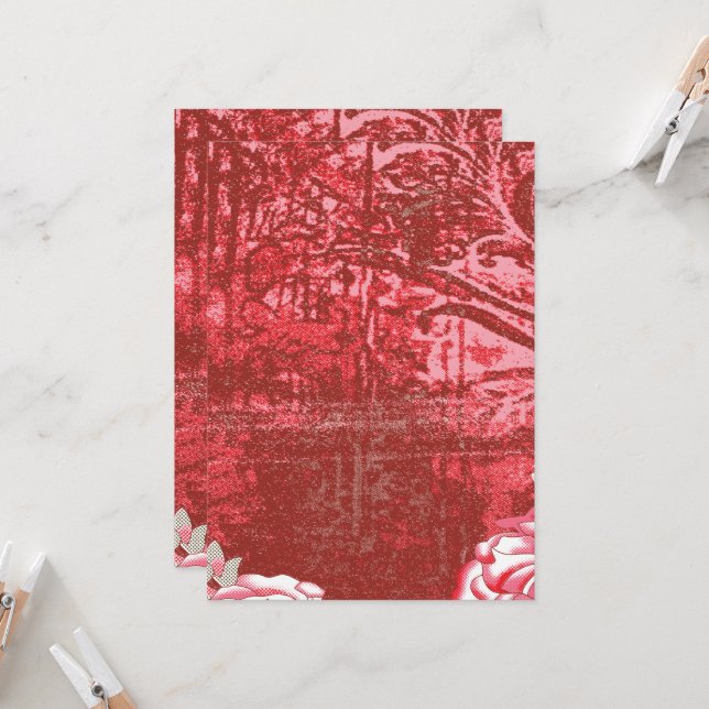 Invitación Un textil de diseño rico con un rojo vibrante h (Anverso/Reverso In Situ)