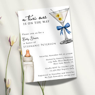Invitación Un Tini está en camino Baby Shower de Martini Azul
