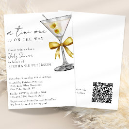 Invitación Un Tini One QR Código Moda Yellow Martini Baby Sho