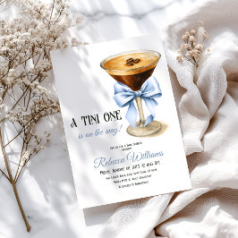 Invitación Un Tini Un Blue Bow Espresso Martini Baby Shower