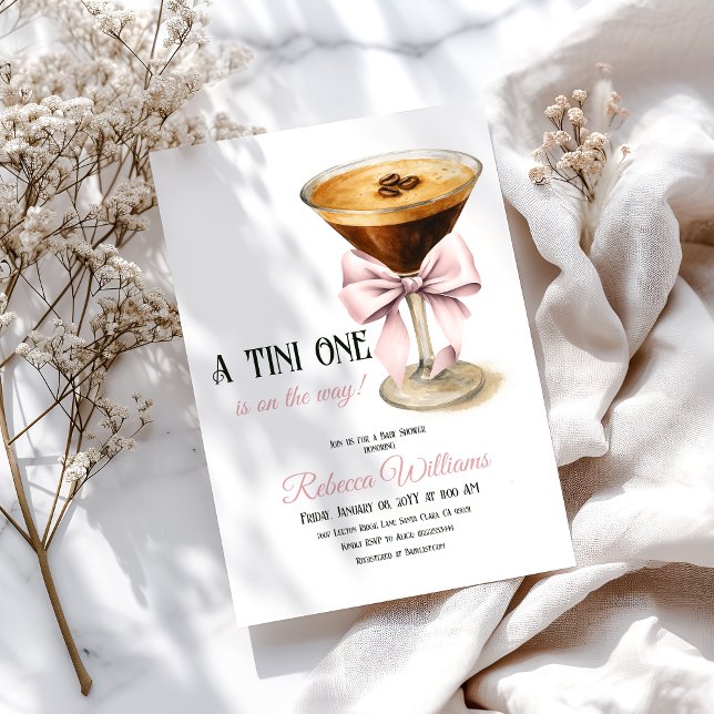 Invitación Un Tini Un Bow Rosa Espresso Martini Baby Shower (Subido por el creador)