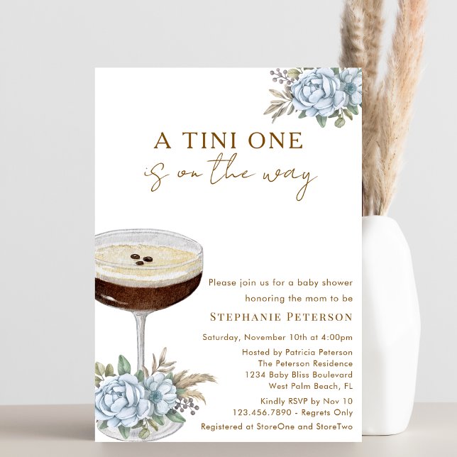 Invitación Un Tini Un Dusto Espresso Azul Martini Baby Shower (Subido por el creador)