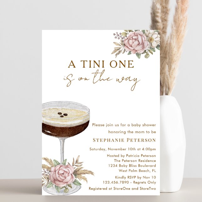 Invitación Un Tini Un Dusto Espresso Rosa Martini Baby Shower (Subido por el creador)