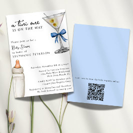 Invitación Un Tini Un Martini Azul Tema QR Código Baby Shower