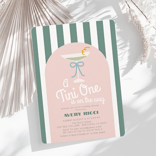 Invitación Un Tini Un Martini Blue Ribbon Boy Baby Shower (Subido por el creador)